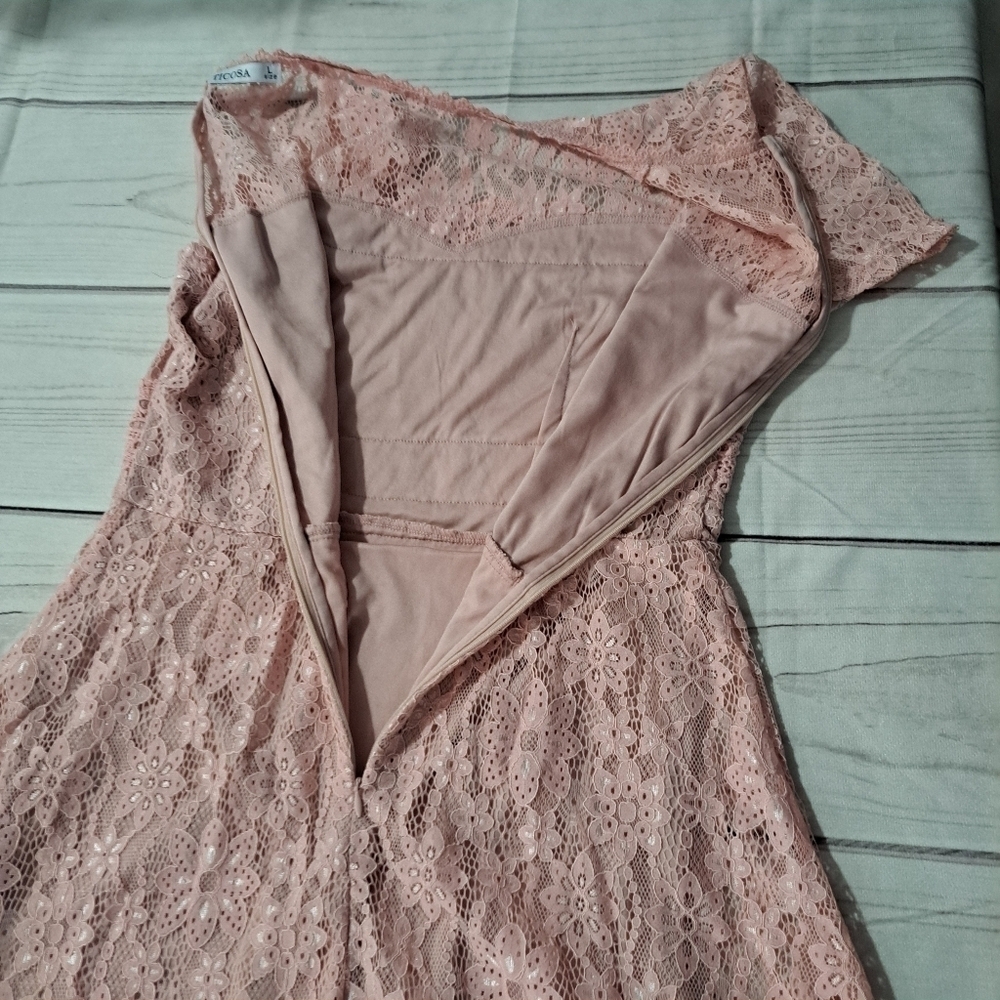 Ticosa Dress Size Large Short Sleeve Pink Lace Regencycore Bridgerton - Picture 7 of 10